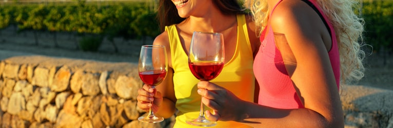 Women drinking wine