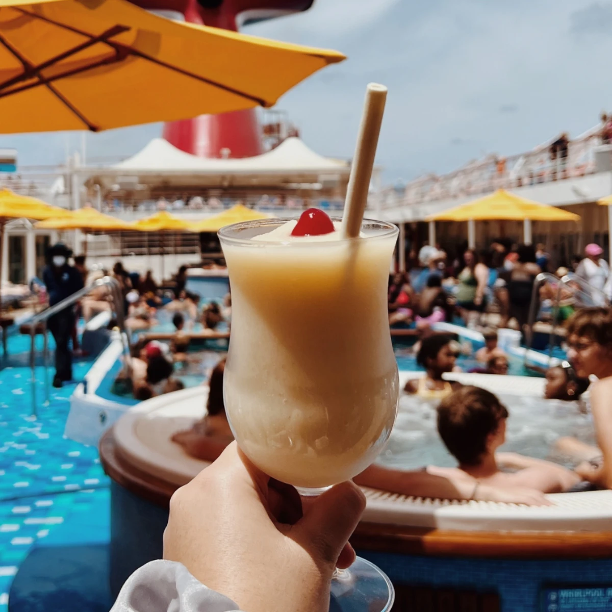 pina colada on cruise deck