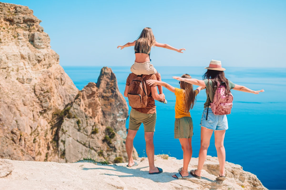 family on clifftop