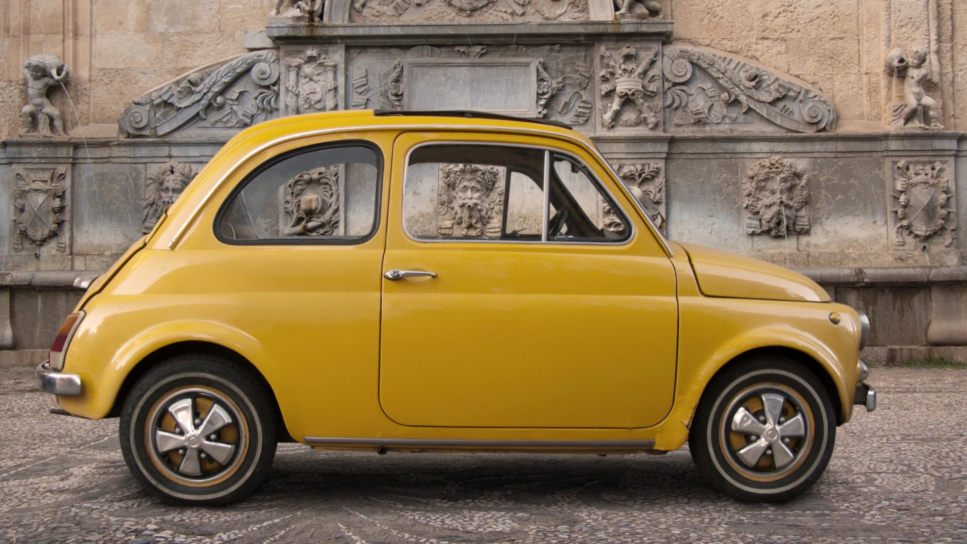 yellow car in europe