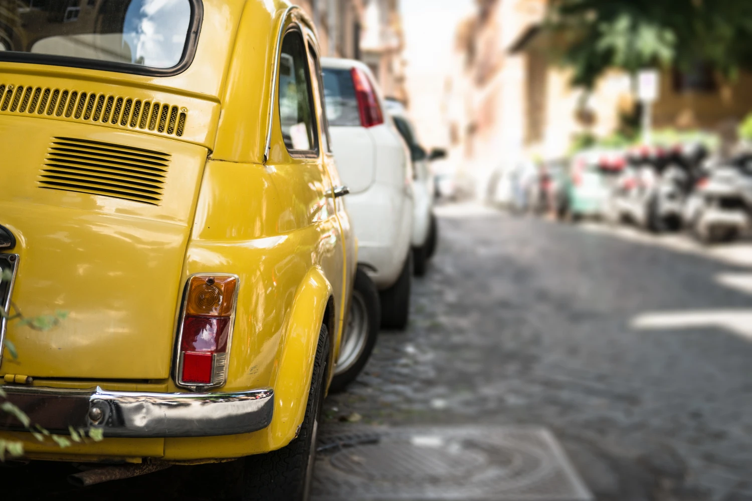 yellow car in italy