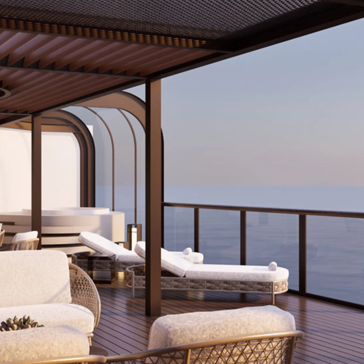 private deck on luxury cruise