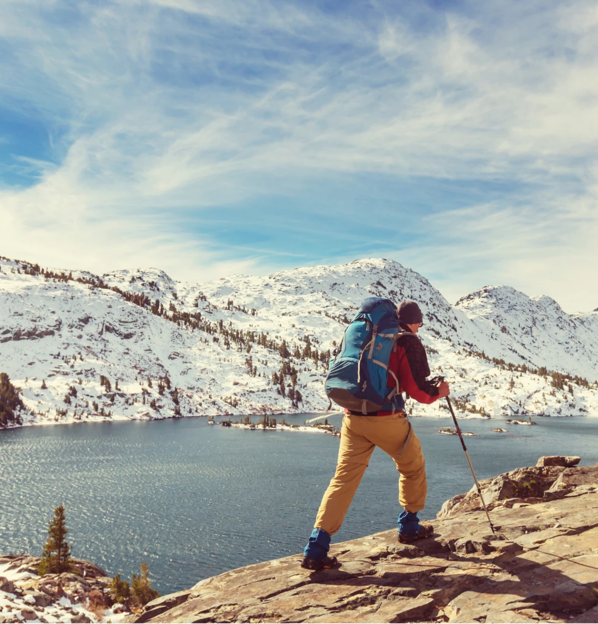 man backpacking in usa