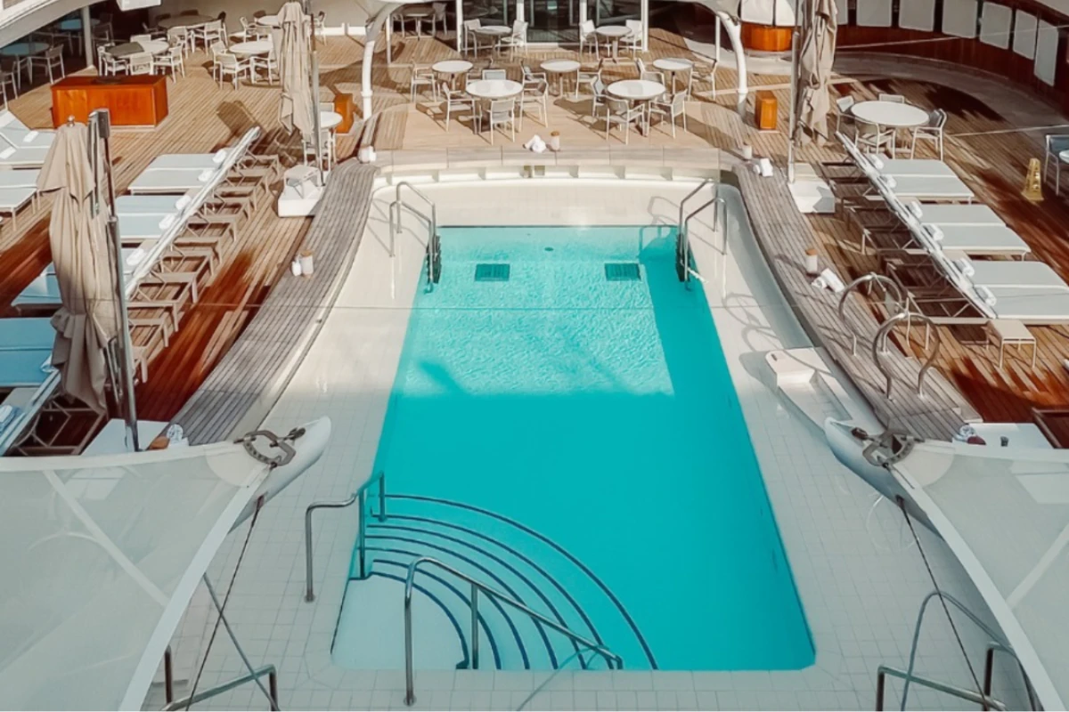 luxury cruise ship with a pool