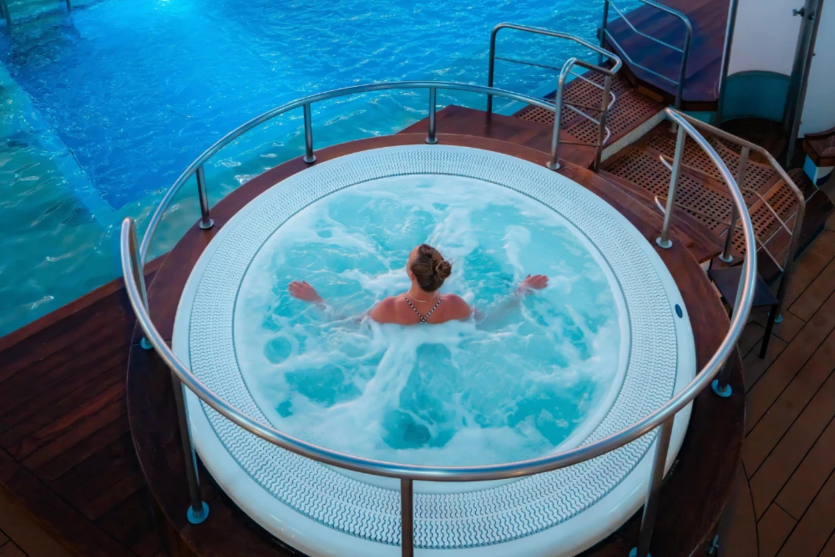 woman in hot tub on a luxury cruise