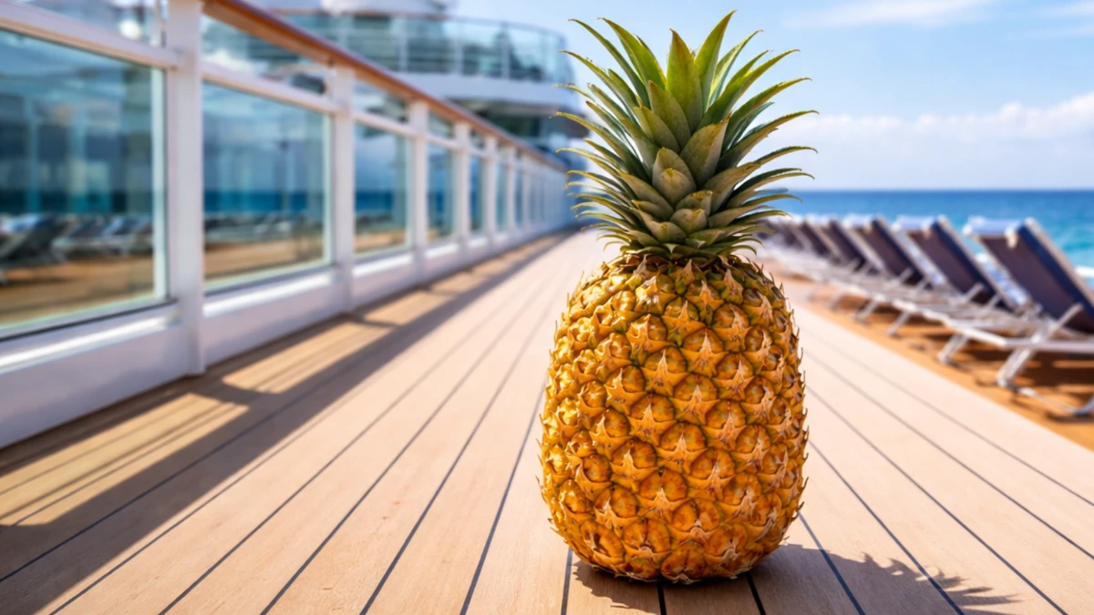 pineapple on a cruise ship deck