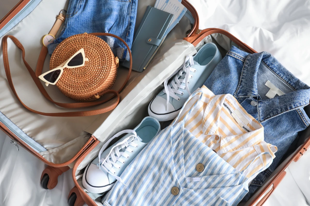 a suitcase open neatly packed