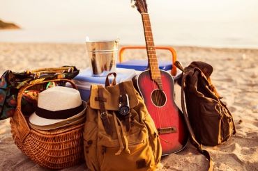 Travel gear on the beach